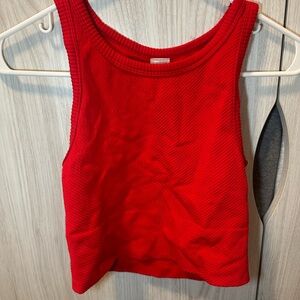 Red Ribbed Tank Top